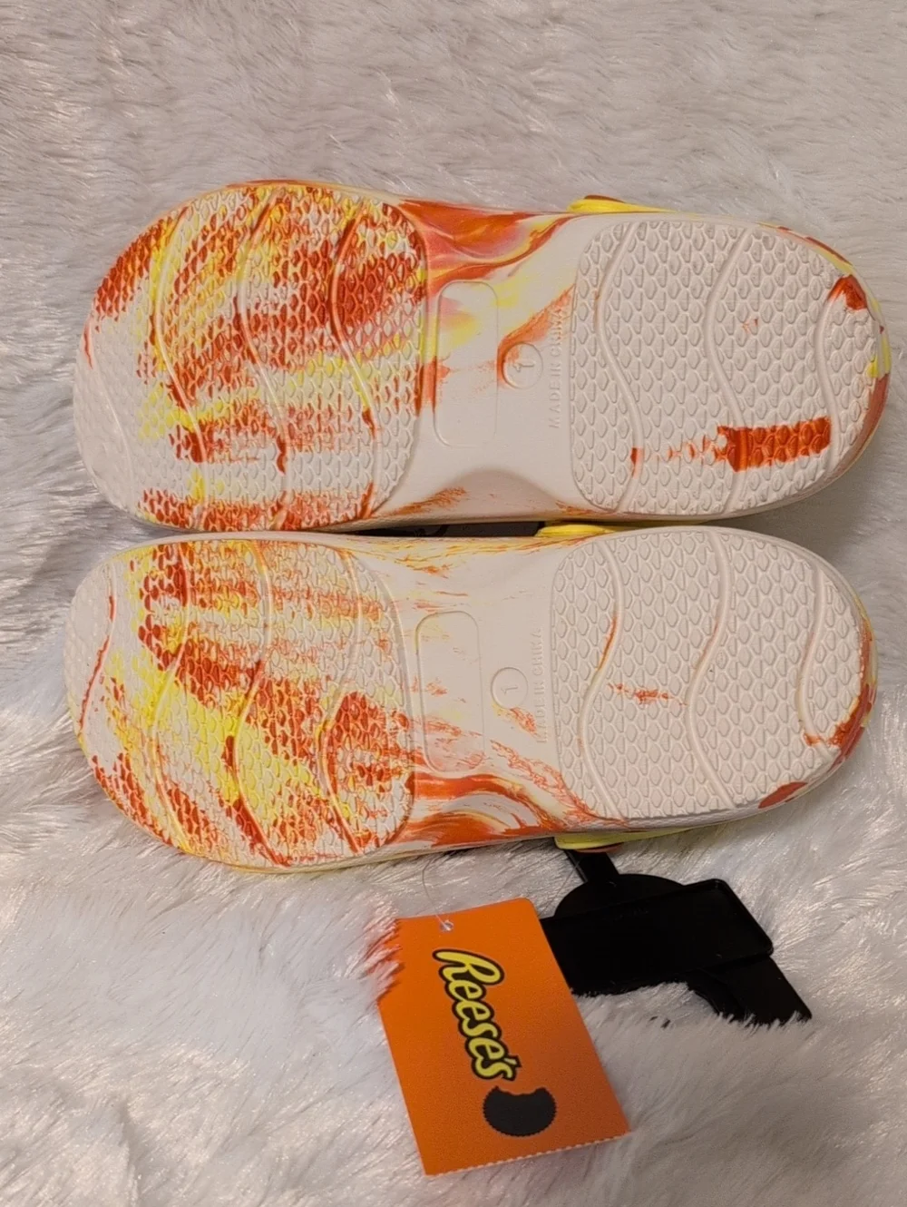 Reese's Kids' Slip-On Clogs in White & Orange Sz 1